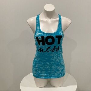 NEXT LEVEL APPAREL Blue Burnout Hot Mess Racerback Tank S
